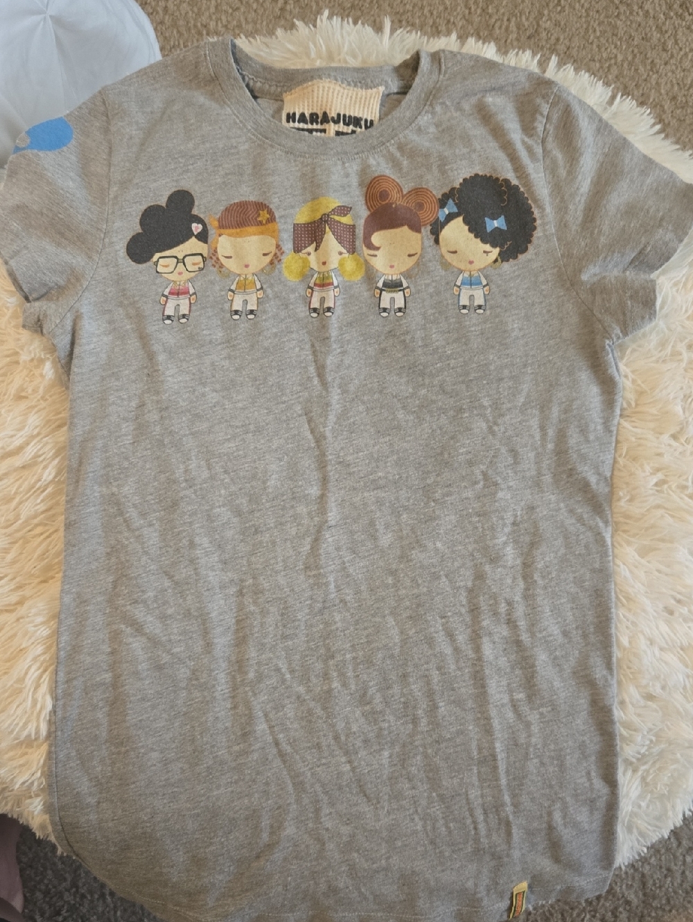 Harajuku Lovers Grey Tee with Cute Character Row